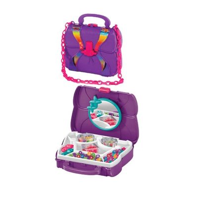 Kit Bolsinha Ateliê Infantil Pulseira Biju Roxo- Polibrinq