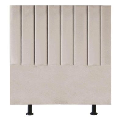 Cabeceira Estofada Cama Box Solteiro 90 Cm Alice Veludo Bege
