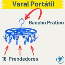 Varal Suspenso Redondo Com 16 Prendedores Para Cueca Calcinha Meia