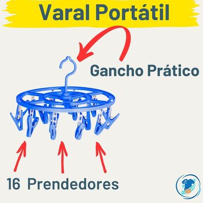 Varal Suspenso Redondo Com 16 Prendedores Para Cueca Calcinha Meia