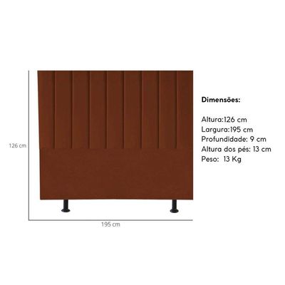 Cabeceira Estofada Cama Box King 195 Cm Laura Veludo Terracota