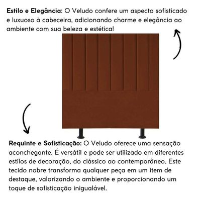 Cabeceira Estofada Cama Box King 195 Cm Laura Veludo Terracota