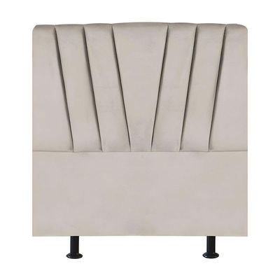 Cabeceira Estofada Cama Box Solteiro 90 Cm Louise Linho Bege