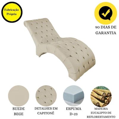 Recamier Divã Espreguiçadeira Para Sala Cliníca Elisa Suede Bege