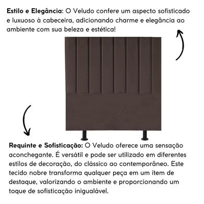 Cabeceira Estofada Cama Box Casal 140 Cm Laura Veludo Marrom