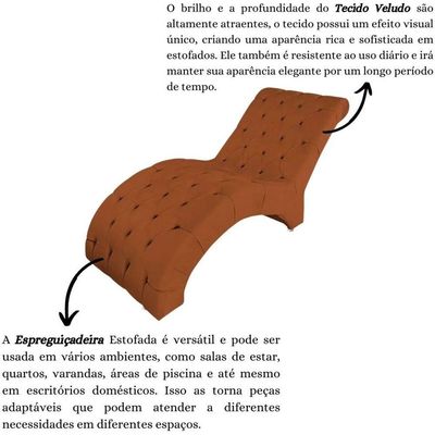 Recamier Divã Espreguiçadeira Para Sala Cliníca Aline Veludo Terracota
