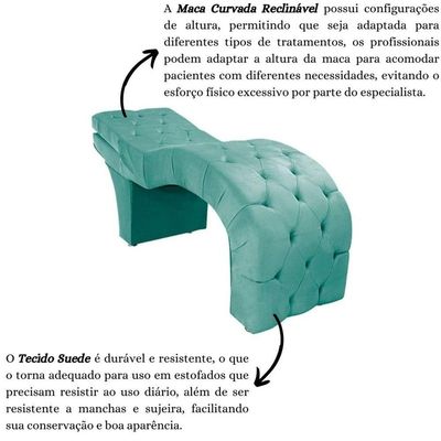 Maca Estética Estofada Reclinável Ergonômica Suede Vanessa Azul Tiffany
