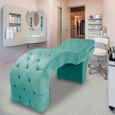 Maca Estofada Reclinável Sobrancelhas Cílios Suede Jade Azul Tiffany