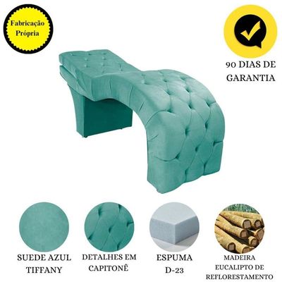 Maca Estofada Reclinável Sobrancelhas Cílios Suede Jade Azul Tiffany