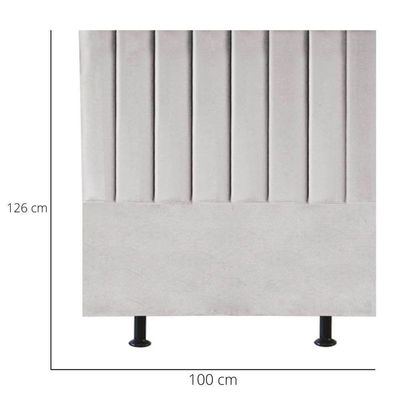 Cabeceira Estofada Cama Box Solteiro 100 Cm Maria Suede Cinza Claro