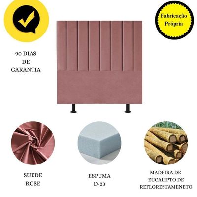 Cabeceira Estofada Cama Box Solteiro 100 Cm Laura Suede Rosê