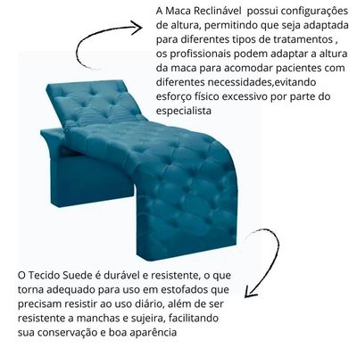 Maca Estofada Estética Cílios Regulável Spa Suede Maitê Azul Turquesa