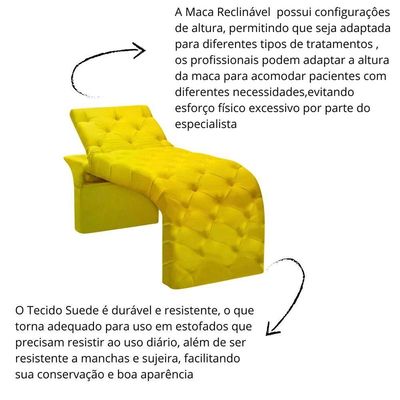 Maca Estofada Estética Cílios Regulável Spa Suede Maitê Amarelo