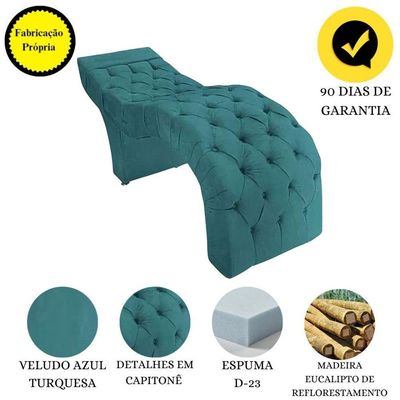 Maca Estofada Estética Cílios Salão Spa Veludo Hellen Azul Turquesa