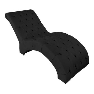 Recamier Divã Espreguiçadeira Para Sala Cliníca Aline Suede Preto