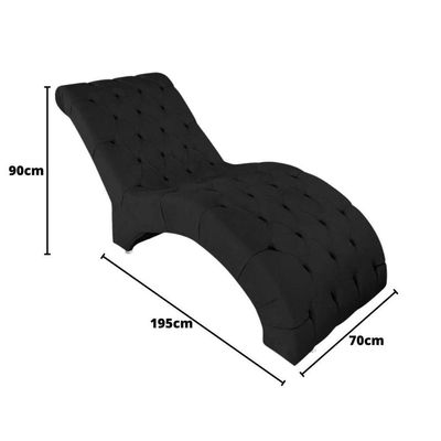 Recamier Divã Espreguiçadeira Para Sala Cliníca Aline Suede Preto