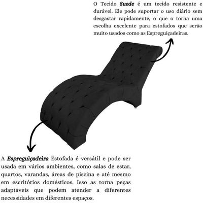 Recamier Divã Espreguiçadeira Para Sala Cliníca Aline Suede Preto