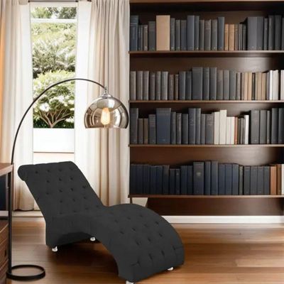 Recamier Divã Espreguiçadeira Para Sala Cliníca Aline Suede Preto
