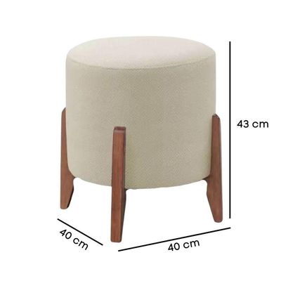 Kit 2 Puff Decorativo Para Sala Redondo Luxo Atenas Linho Marfim