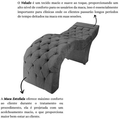 Maca Estofada Estética Cílios Salão Spa Veludo Yasmim Cinza