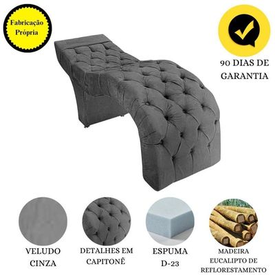 Maca Estofada Estética Cílios Salão Spa Veludo Yasmim Cinza