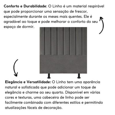 Cabeceira Estofada Cama Box Solteiro 90 Cm Maria Linho Cinza