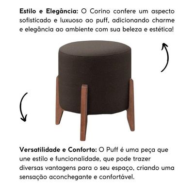 Kit 2 Puff Decorativo Para Sala Redondo Luxo Dallas Corino Marrom
