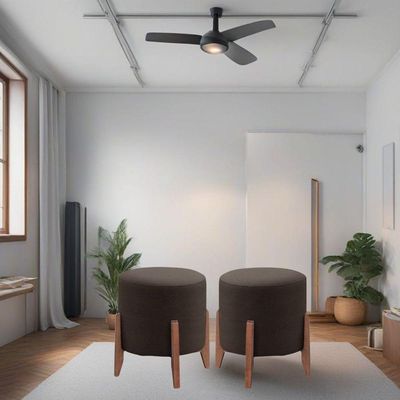 Kit 2 Puff Decorativo Para Sala Redondo Luxo Dallas Corino Marrom