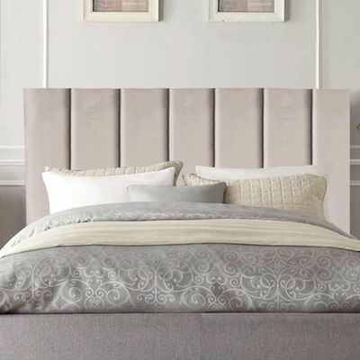 Cabeceira Estofada Cama Casal Queen Size 160 Cm Laura Veludo Bege