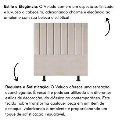 Cabeceira Estofada Cama Casal Queen Size 160 Cm Laura Veludo Bege