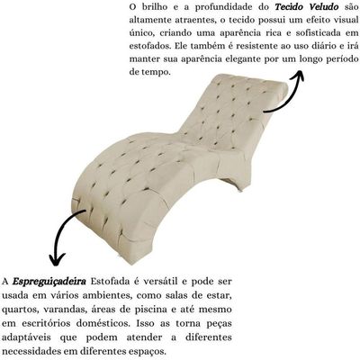 Recamier Divã Espreguiçadeira Para Sala Cliníca Elisa Veludo Bege