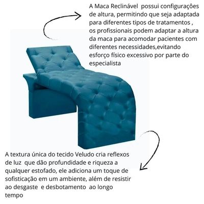 Maca Estofada Estética Cílios Regulável Spa Veludo Maitê Azul Turquesa