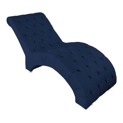 Recamier Divã Espreguiçadeira Para Sala Cliníca Elisa Suede Azul Marinho