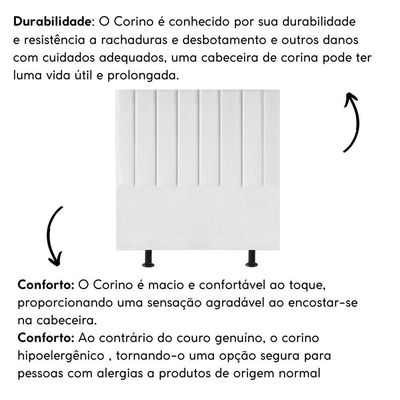 Cabeceira Estofada Cama Casal 140 Cm Luna Corino E Frame Branco