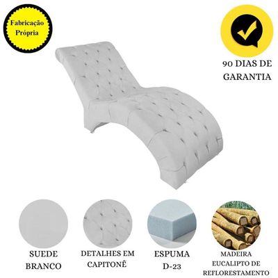 Recamier Divã Espreguiçadeira Para Sala Cliníca Aline Suede Branco