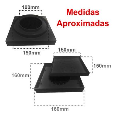Ralo Oculto 15x15 Invisivel Para Piso Porcelanato Preto