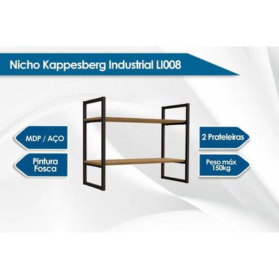 Prateleira Quarto Solteiro Industrial LI008 Canela/Branco - Kappesberg