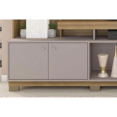 Estante p/ Sala até 70 Pol Formosa c/ Nicho e Pés 210x207cm Freijo/Off White - Caemmun