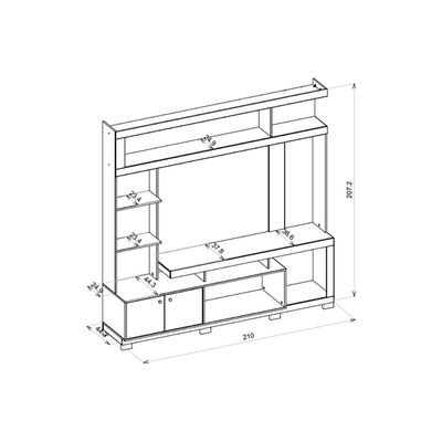 Estante p/ Sala até 70 Pol Formosa c/ Nicho e Pés 210x207cm Freijo/Off White - Caemmun