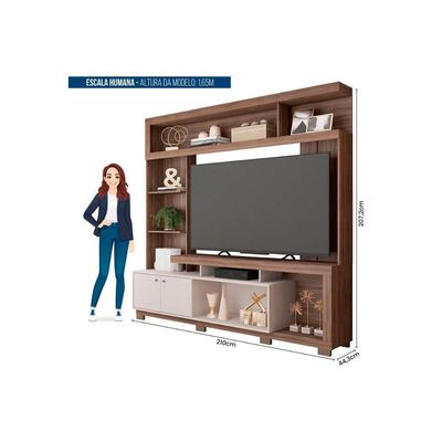 Estante p/ Sala até 70 Pol Formosa c/ Nicho e Pés 210x207cm Freijo/Off White - Caemmun