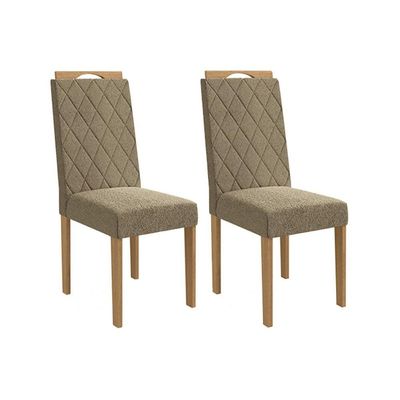 Cadeira Sala de Jantar Camélia Kit 2 Un Carvalho/Boucle Bege Fendi - Kappesberg