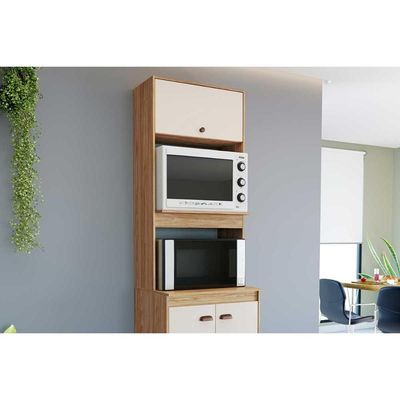 Paneleiro de Cozinha Torino c/ 3 Portas 63cm Mel/Off White - Movelbento
