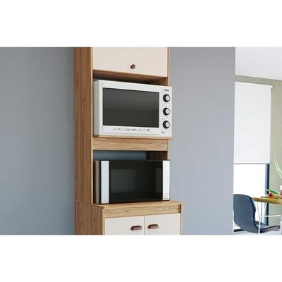 Paneleiro de Cozinha Torino c/ 3 Portas 63cm Mel/Off White - Movelbento