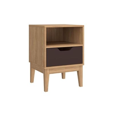 Mesa Cabeceira MB 1095 c/ 1 Gaveta Mel/Off White - Movelbento