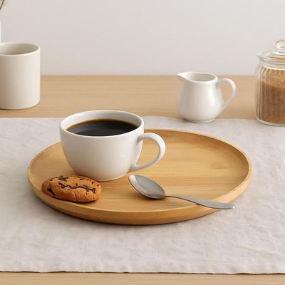 Kit 2 Pratos De Bambu 27cm Lyor Rasos Bandejas Redondas Buffet Servir Mesa Posta