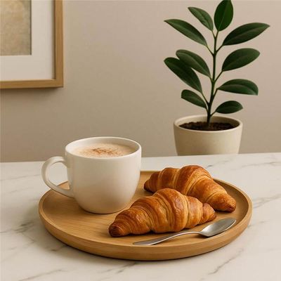 Kit 2 Pratos De Bambu 27cm Lyor Rasos Bandejas Redondas Buffet Servir Mesa Posta