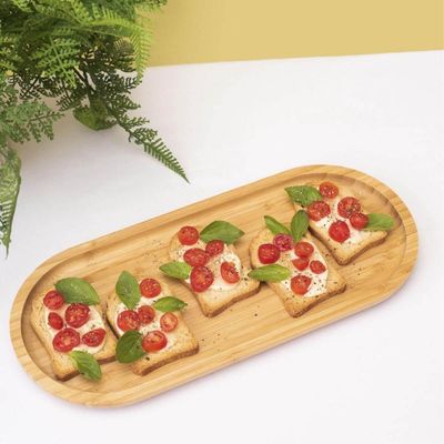 Bandeja Oval 24x11x1,5cm Bambu Lyor Nature Multiuso Petisqueira Buffet Mesa