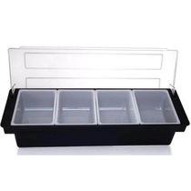 Porta Condimentos Profissional 4 Divisórias Weck Cozinha Preto Organizador Barman Frutas