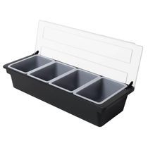 Porta Condimentos Profissional 4 Divisórias Weck Cozinha Preto Organizador Barman Frutas
