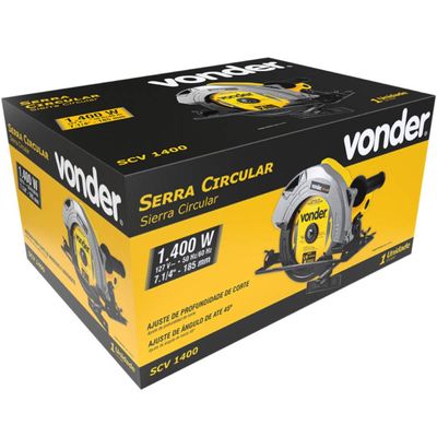 Serra Circular 71/4" Elétrica Vonder 127V 1.400W Corte de Madeira Esquadria